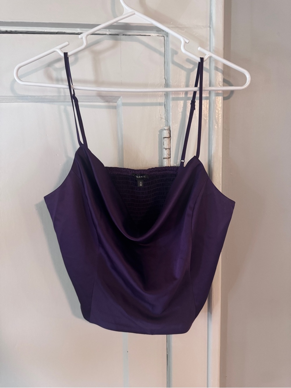 Purple Satin Cowl Neck Camisole
